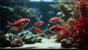 Red fish in aquarium photo