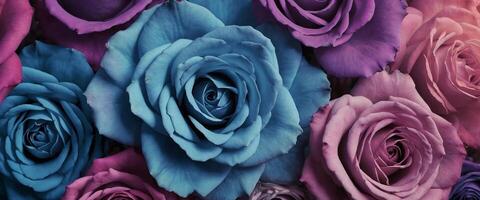 A group of colorful roses are shown in this image photo
