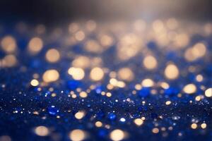 Blue christmas lights with bokeh effect photo