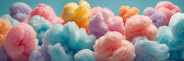 A group of colorful cotton candy clouds photo