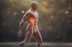 The human body is highlighted by the muscles photo