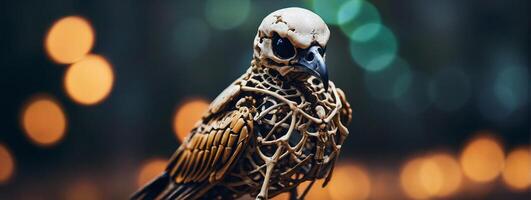 A bird statue with a bird on it photo