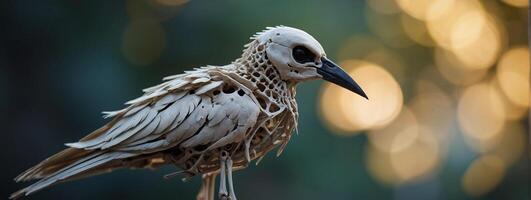A bird made out of wood with a beak photo