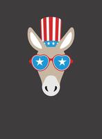 Portrait of donkey, wearing something, like Democratic Party US, cool style vector