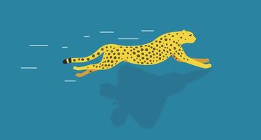 Cheetah running with shadow of fighter plane vector