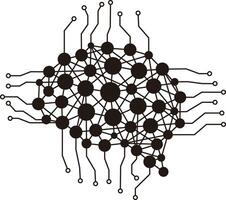 Artificial intelligence concept, Neuron and microchip, illustration vector