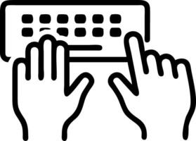 Macro shot of hands guiding an elderly person to type on a keyboard vector