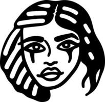 Abstract Female Portrait Minimalist Black Line Art for Creative Design Projects vector
