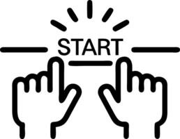 Macro of Hands Pressing a Start Button Together vector