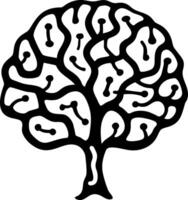 Abstract Tree Brain Design Illustration Symbolizing Nature and Intelligence vector