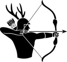 Archer Silhouette with Antlers Art for Tattoos and Graphic Design vector
