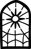 Arched Window with Sunburst Design for Coloring and Tattoo Art vector