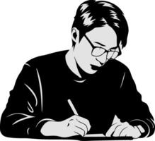 Artistic Illustration of Person Writing in Notebook for Creativity and Education vector