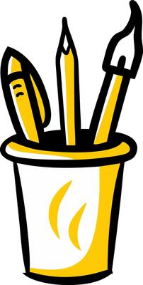 Artistic Tools in Yellow and Black Illustration for Creative Design Use