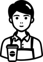 Barista Holding Beverage for Coffee Shop Branding and Menu Design vector