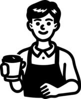 Barista Holding Coffee Cup for Cafe Branding and Graphic Design vector
