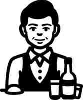 Bartender with Bottle and Glasses for Restaurant Menus and Graphics vector