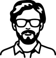 Bearded Man with Glasses Line Art for Design and Illustration vector