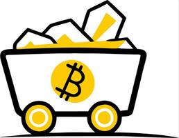 Bitcoin Mining Cart with Gold for Cryptocurrency and Blockchain Concepts vector