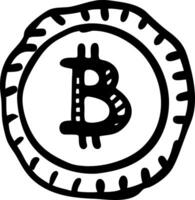 Black and White Bitcoin Coin Sketch for Cryptocurrency Illustrations and Graphics vector