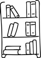 Black and White Hand Drawn Bookshelf Illustration for Educational and Creative Use vector