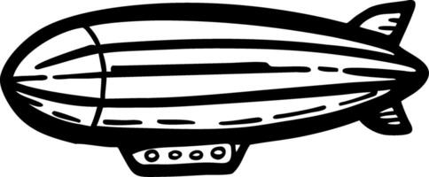 Black and White Art of Airship Blimp Outline for Craft and Design Projects vector