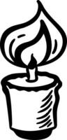 Black and White Candle with Flame for Designers and Illustrators vector