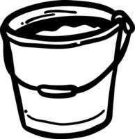 Black and White Illustration of a Bucket for Coloring Books and DIY Projects vector