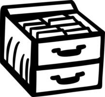 Black and White Illustration of File Cabinet Drawer for Office Organization Design vector