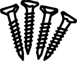 Black and White Illustration of Four Screws for DIY and Construction Projects vector