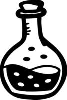 Black and White Illustration of Potion Bottle with Bubbles for Craft Projects vector