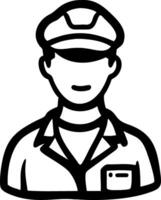Black and White Illustration of Male Worker in Uniform for Design Projects vector