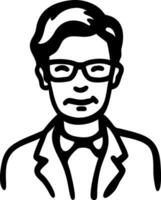 Black and White Portrait of Man with Glasses and Suit for Design Projects vector