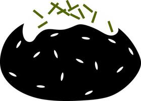 Black Bun with Cream Topping and Chives Illustration for Culinary Design vector