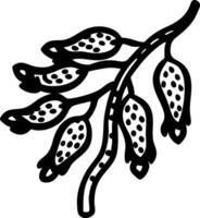 Black Line Art Stylized Plant Branch with Leaves for Creative Design Uses vector