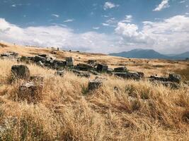 Hay field Hierapolis Greek city in Denizli photo