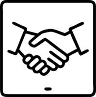 Macro Shot of Hands Shaking Over a Digital Contract vector