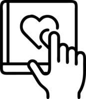 Macro of Hands Touching a Digital Screen with Heart Icon vector