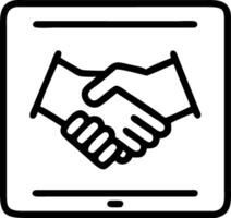 Macro Shot of Hands Shaking Over a Digital Contract vector