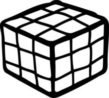 Black Outline Rubik's Cube Art for Puzzle and Toy Design Illustration vector