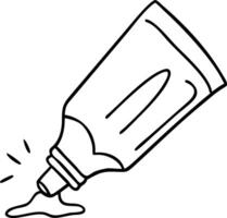 Black Outline of Squeezed Bottle with Liquid Spill Illustration vector