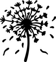 Black Silhouette Dandelion Illustration for Nature and Design Projects vector