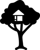 Black Silhouette Treehouse for Nature Play and Adventure Designs vector