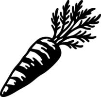 Black Silhouette of Carrot with Leaves for Art and Design Projects vector