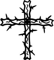 Black Thorny Cross Illustration for Religious Symbolism and Design vector