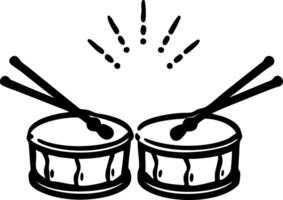 Black Drums with Drumsticks Sound Wave Illustration for Music Design vector