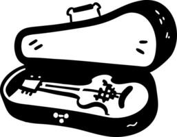 Black Illustration of Violin in Open Case for Art and Design vector