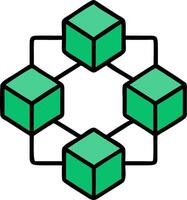 Blockchain Network Graphic with Connected Cubes for Technology and Finance Illustration vector