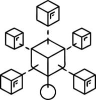 Blockchain Technology Illustration of Interconnected Cubes Network Diagram vector