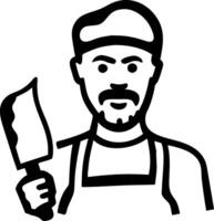 Bold Chef with Cleaver Illustration for Culinary Design Projects vector